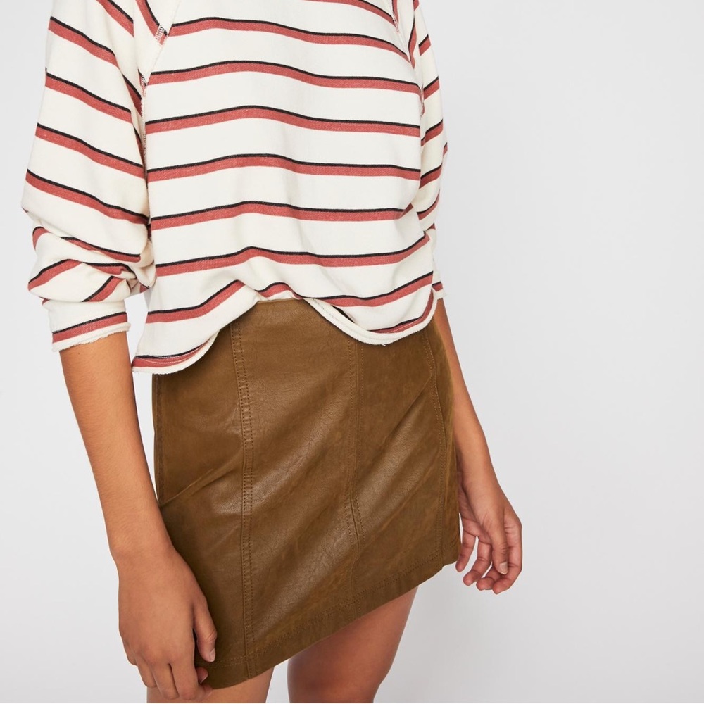 Free People Modern Femme Vegan Suede Mini Skirt in Chestnut NWT size 2